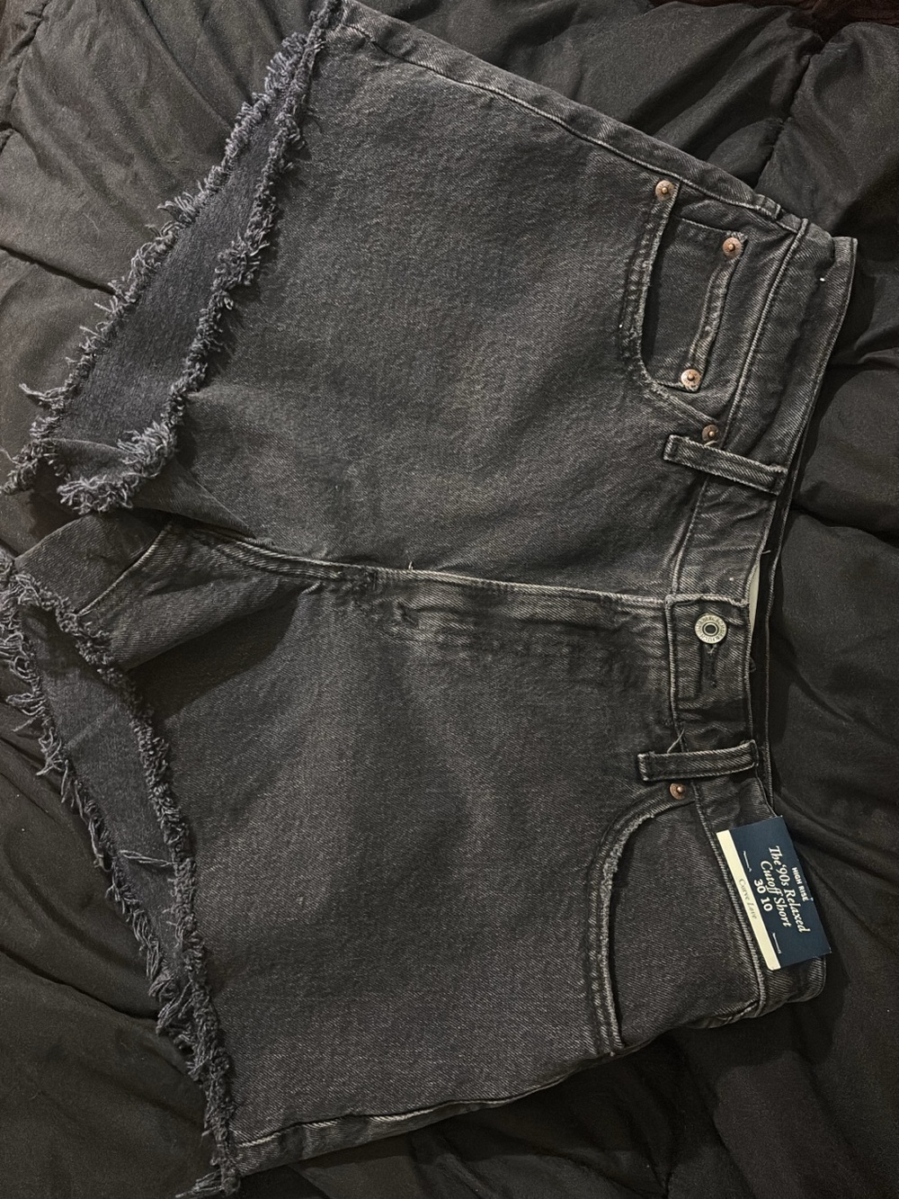 Abercrombie & Fitch Washed Black Frayed Hem Denim Shorts